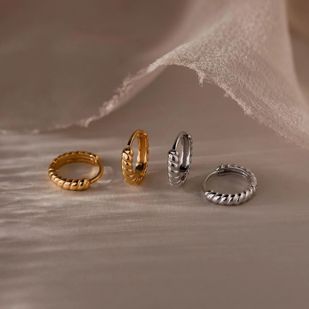 Thea Twisted Huggies Silver 18K Gold Plated