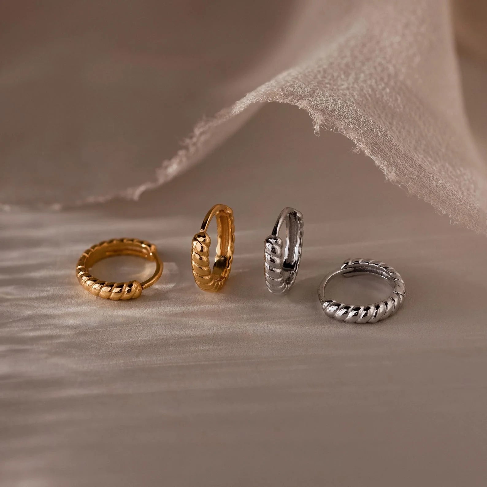 Thea Twisted Huggies Silver 18K Gold Plated