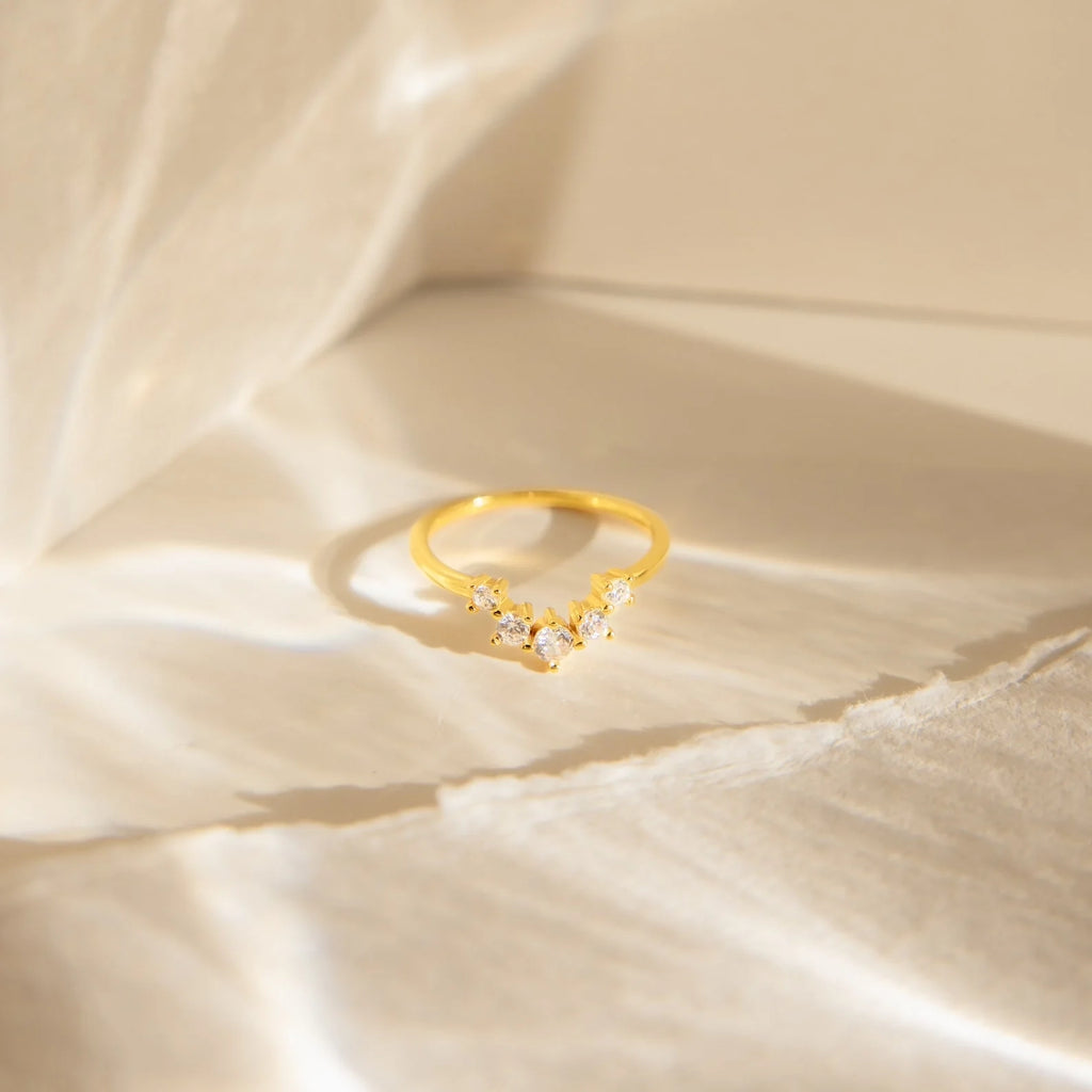 Diamonds Marina Chevron Ring Silver 18K Gold Plated