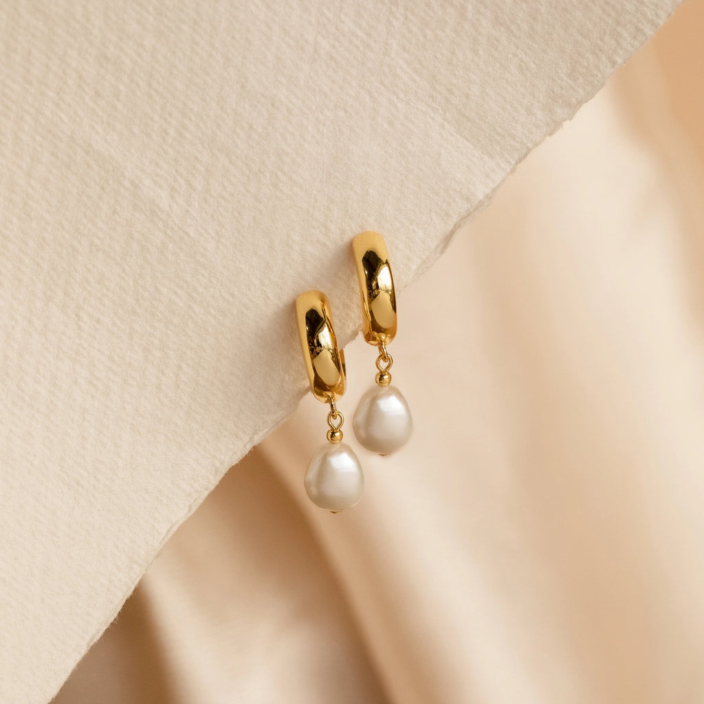 Pearl Drop Hoops