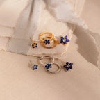 Sapphire Flower Earrings Set  Silver 18K Gold Plated
