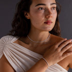 Diamond Tennis Necklace & Bracelet Set Silver 18K Gold Plated