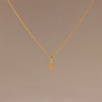 Diamond Cross Necklace Silver 18K Gold Plated