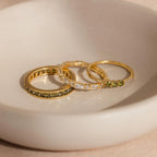 Diamonds Peridot Rings Set Silver 18K Gold Plated