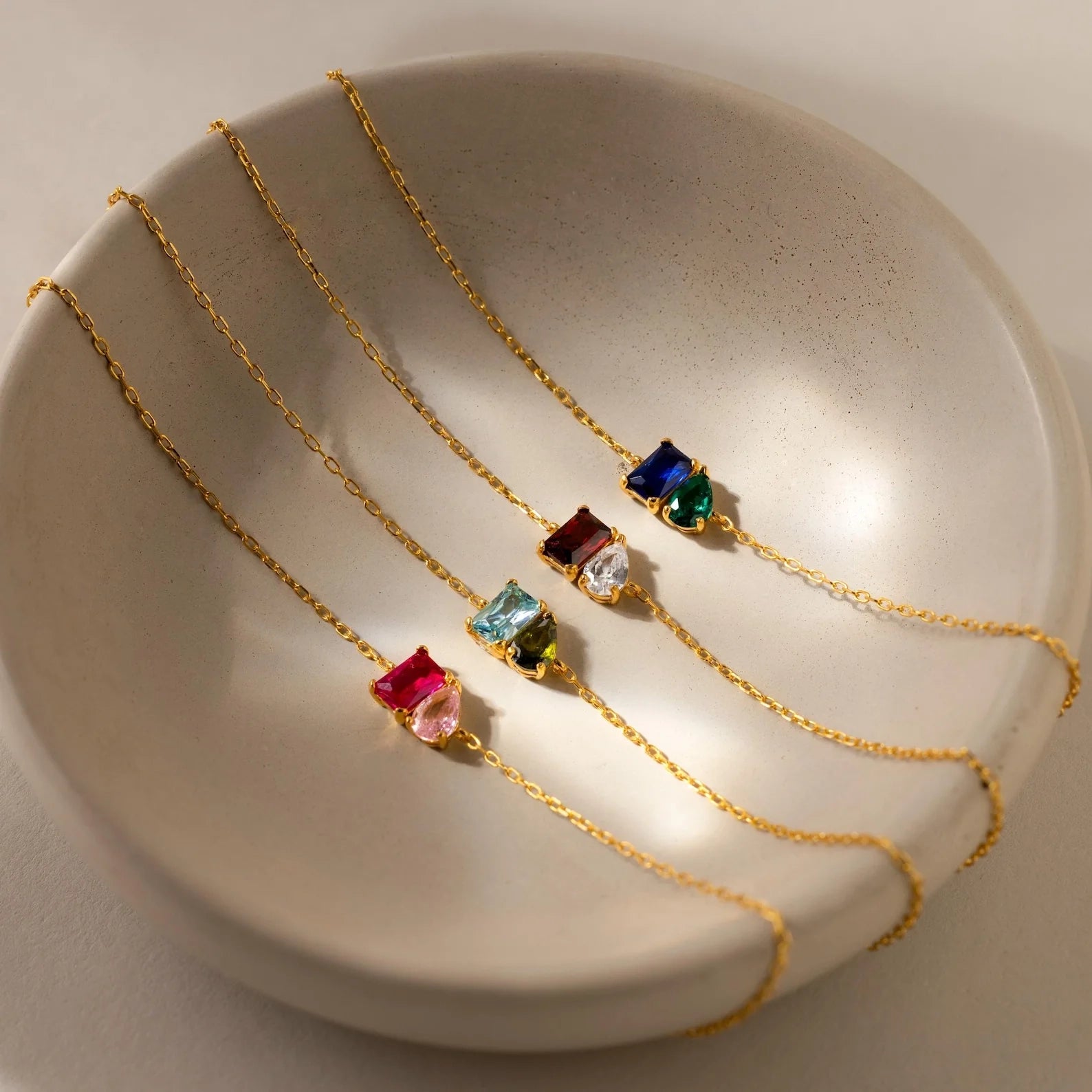 Toi et Moi Birthstone Bracelet Silver 18K Gold Plated
