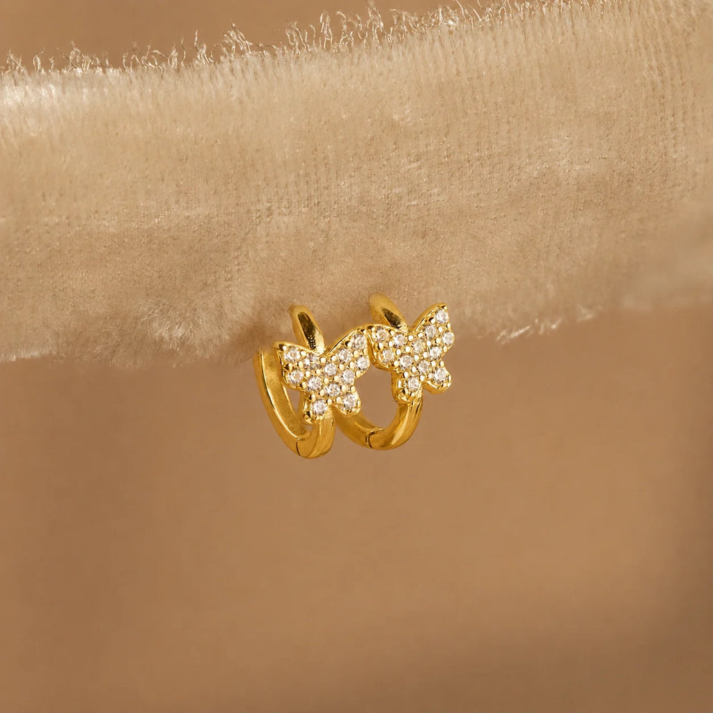 Pave Butterfly Mini Huggies