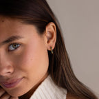 Baguette Birthstone Link Earrings Silver 18K Gold Plated