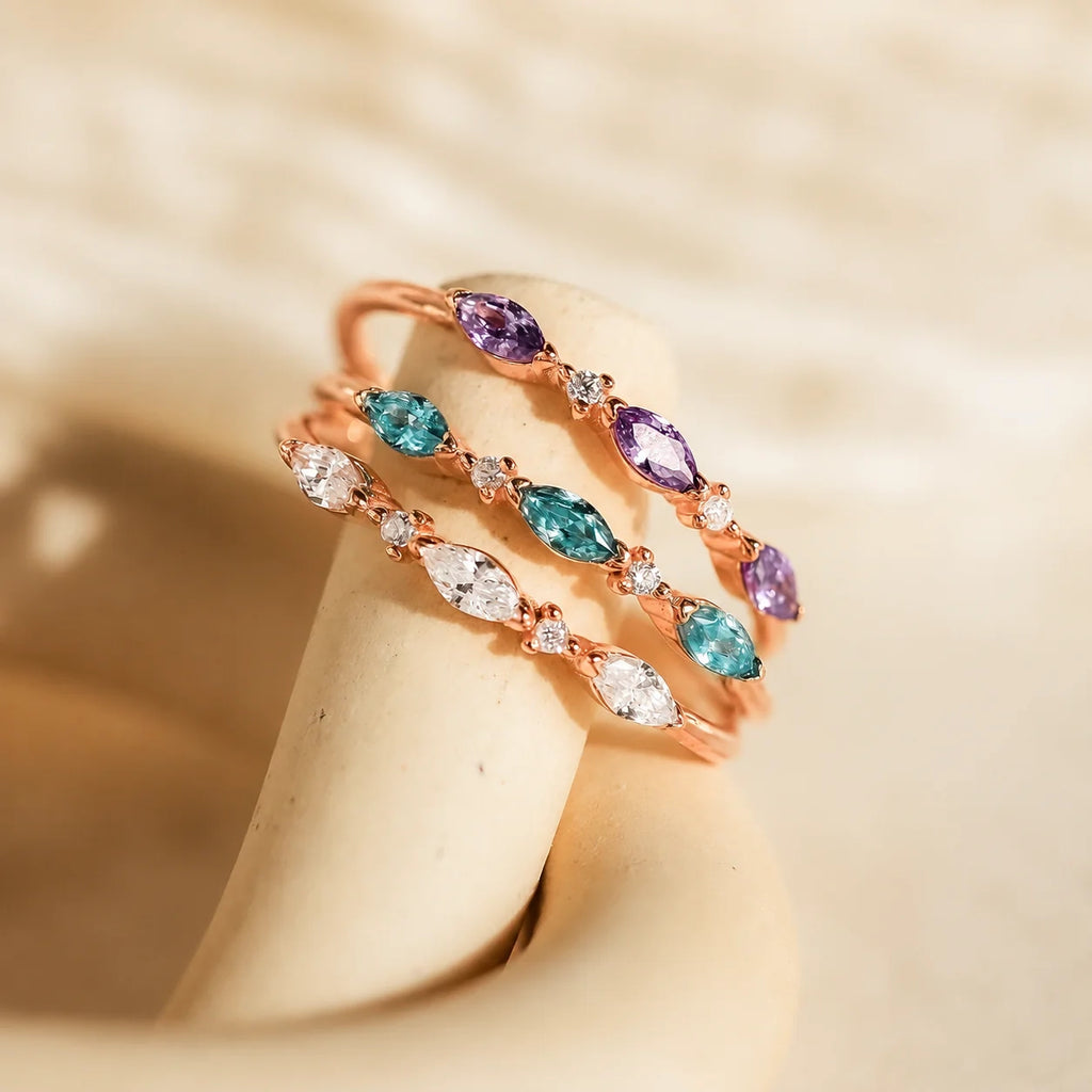 Triple Marquise Birthstone Ring