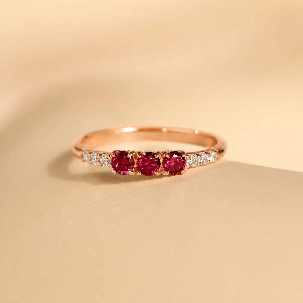 The Pave Triple Birthstone Eternity Ring