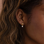 Heart Pearl Drop Earrings Silver 18K Gold Plated