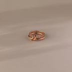 Pink Tourmaline Eternity Band Duo Ring Set Silver 18K Gold Plated