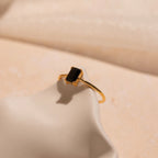 Black Emerald Ring Silver 18K Gold Plated