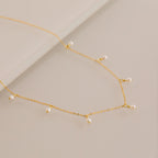 Pearl Station Necklace Silver 18K Gold Plated