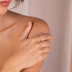 Aphrodite Diamond Heart Ring Silver 18K Gold Plated