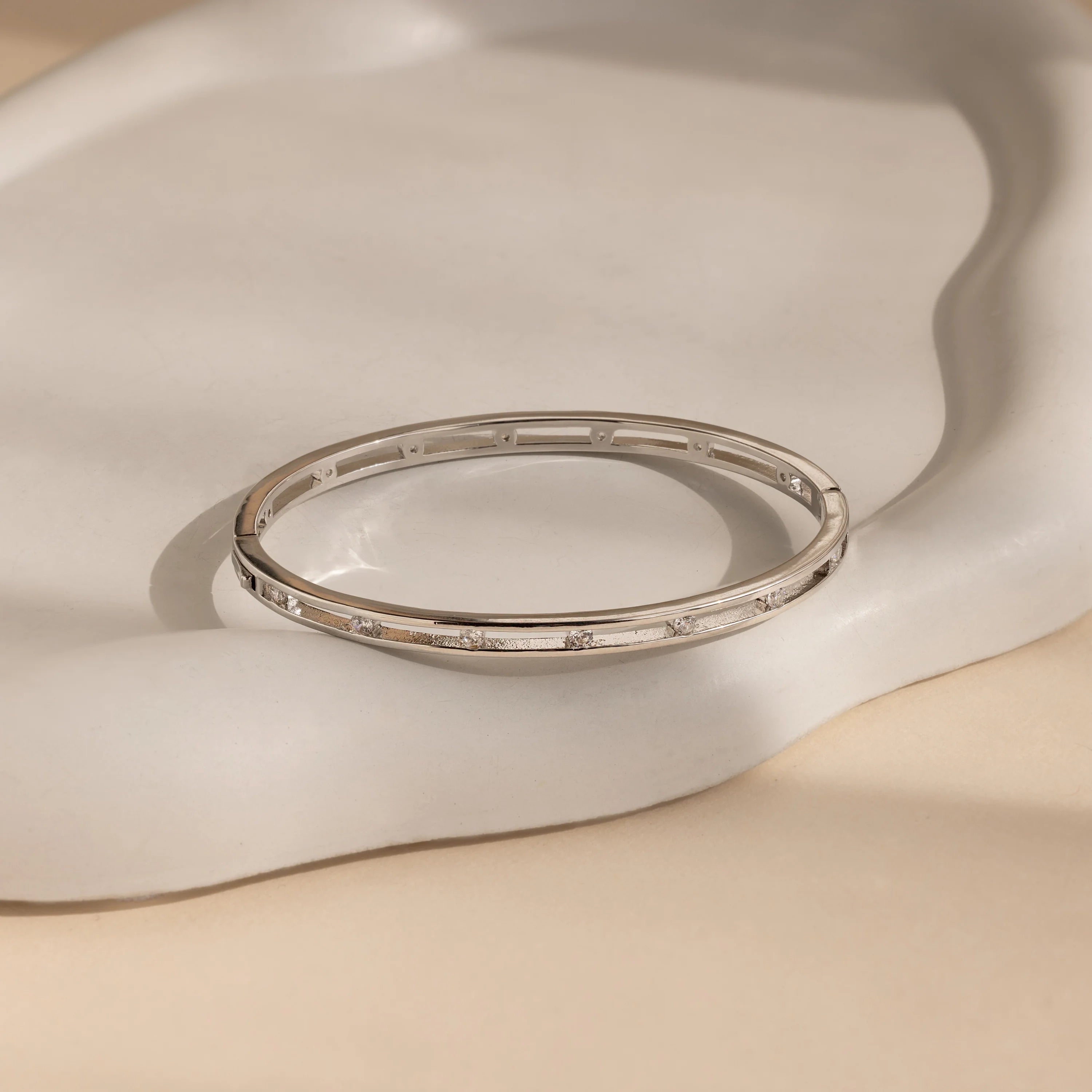 Lace Diamond Bangle Silver 18K Gold Plated