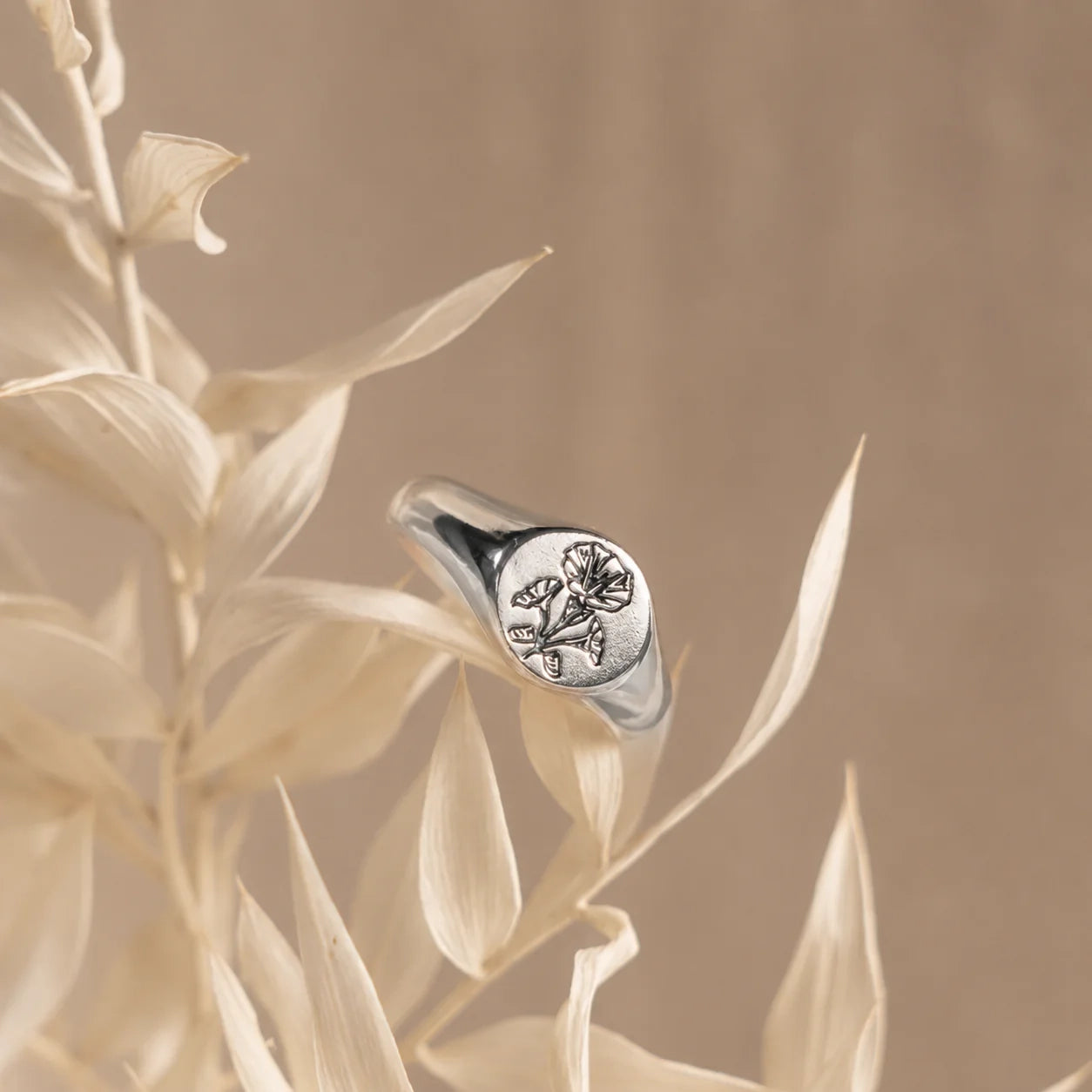 Birth Flower Signet Ring