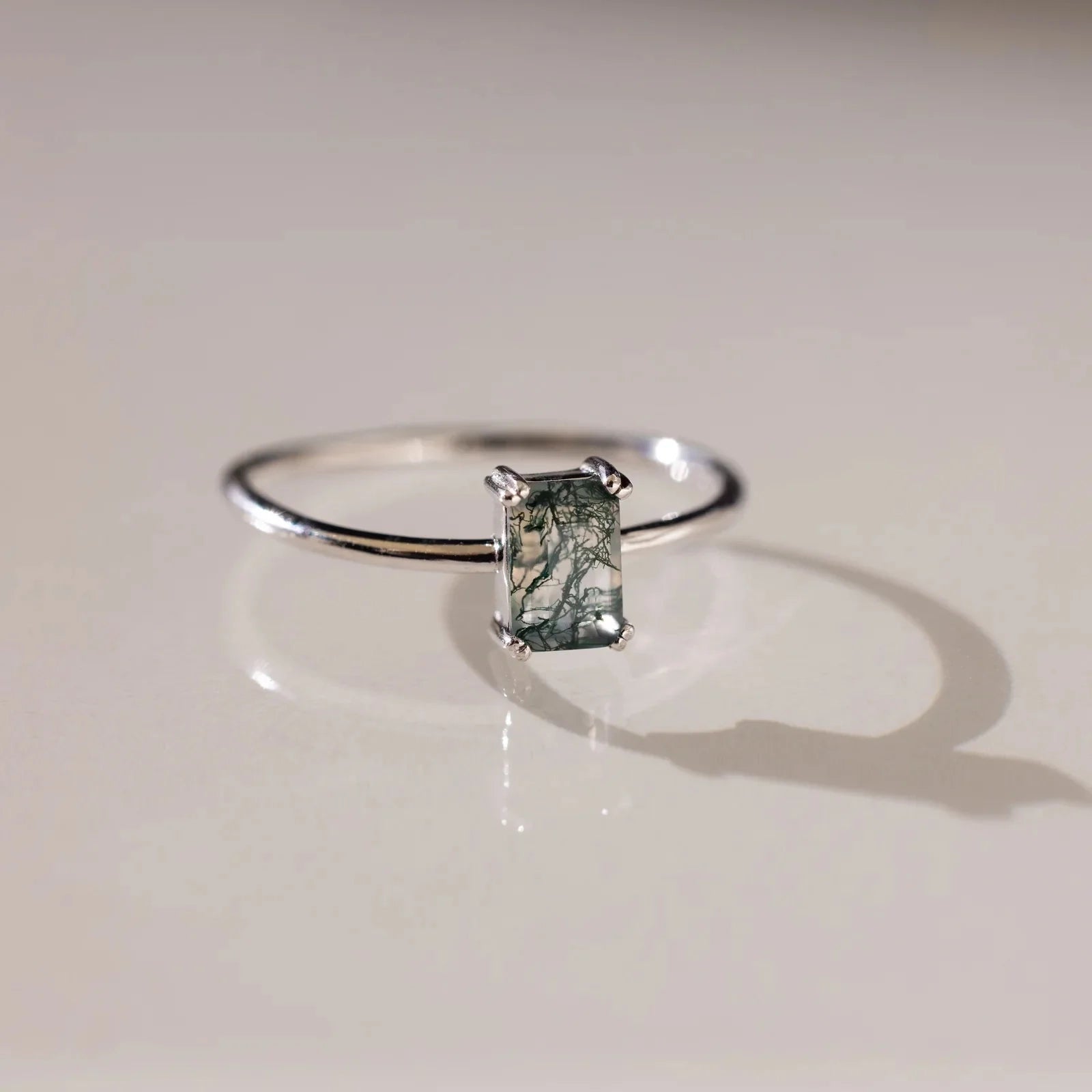 Agate Emerald Stack Ring