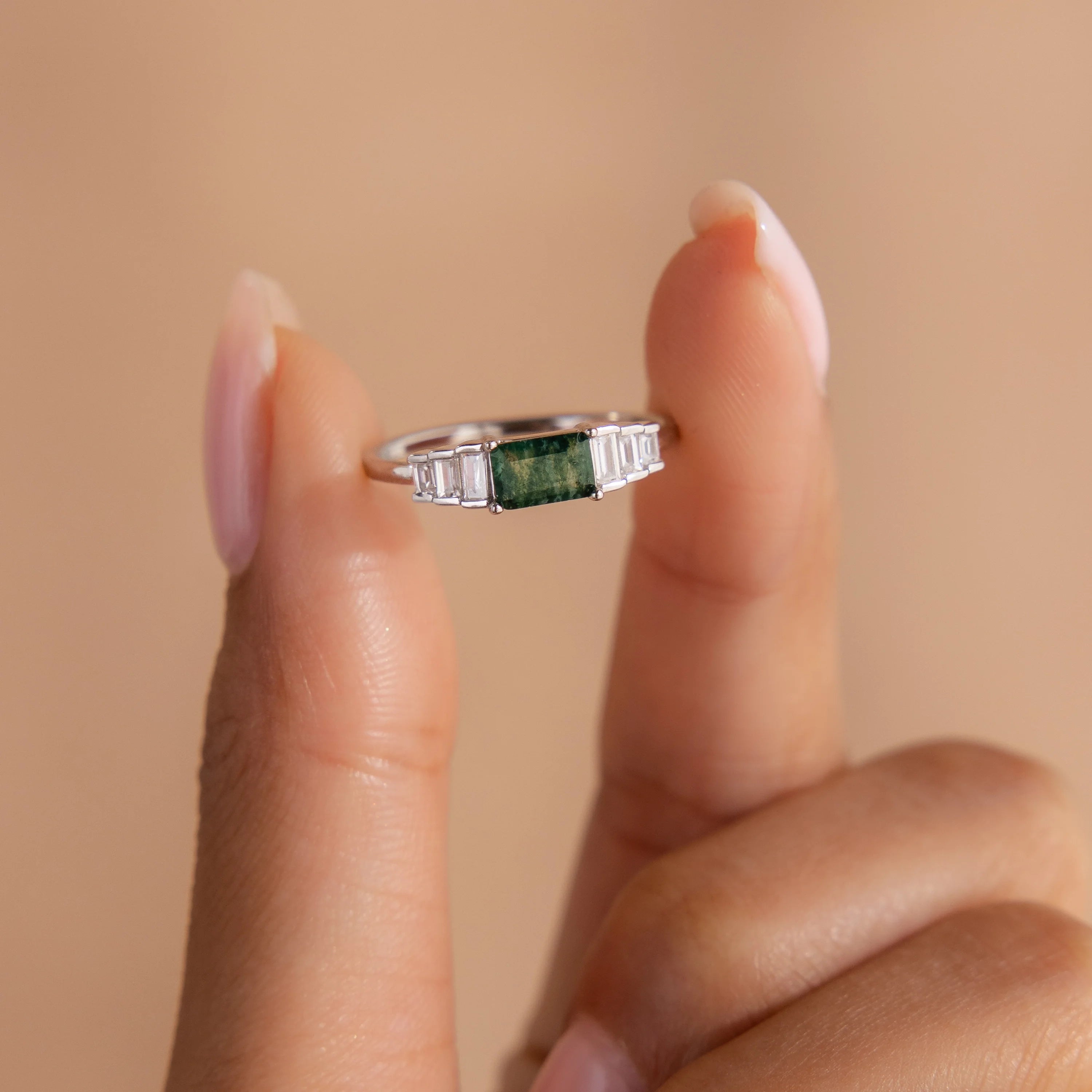 Diamond Agate Statement Ring  Silver 18K Gold Plated