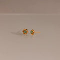 Mini Jade Flower Studs Silver 18K Gold Plated