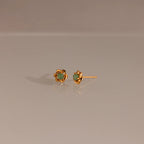 Mini Jade Flower Studs Silver 18K Gold Plated