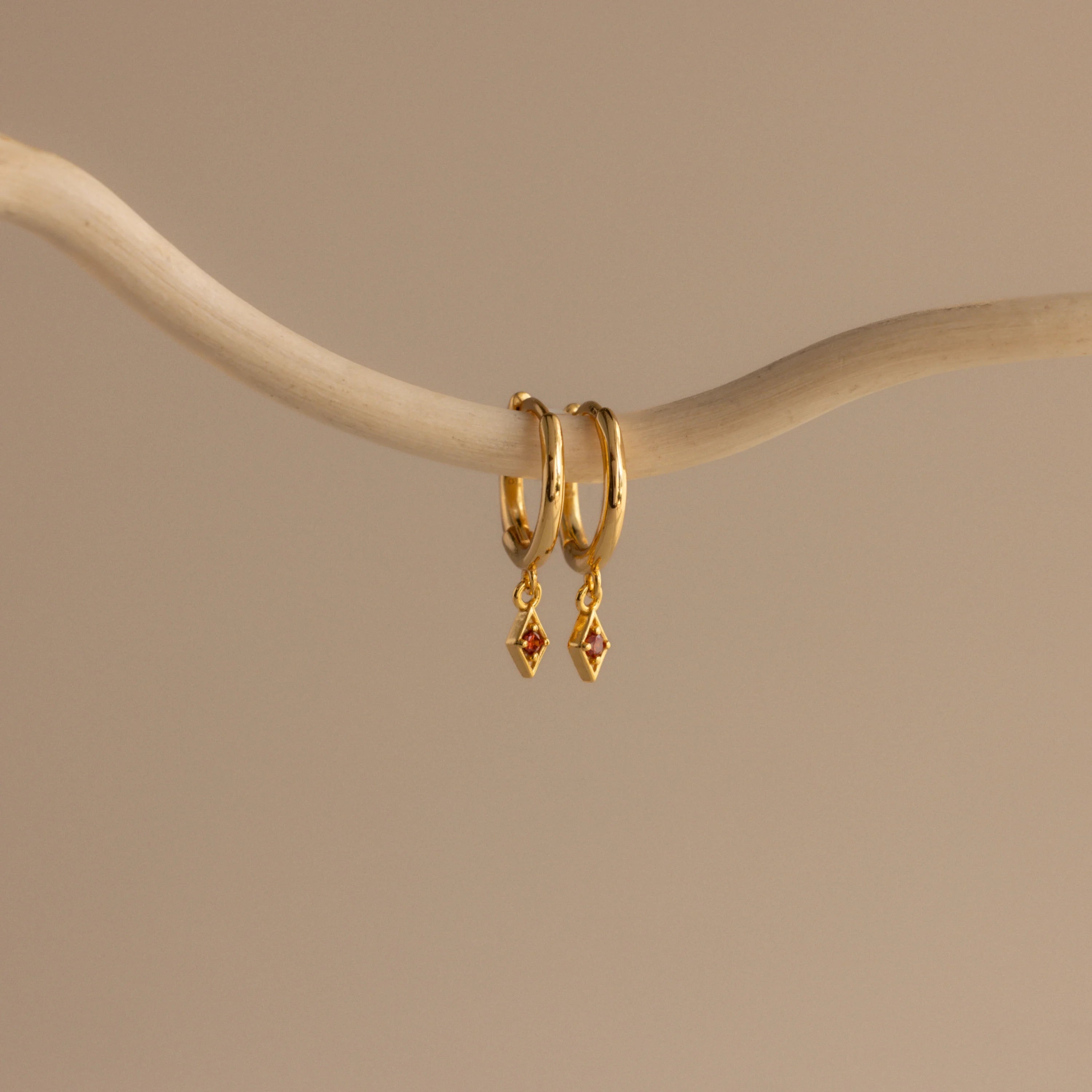 Ericka Garnet Huggies Silver 18K Gold Plated