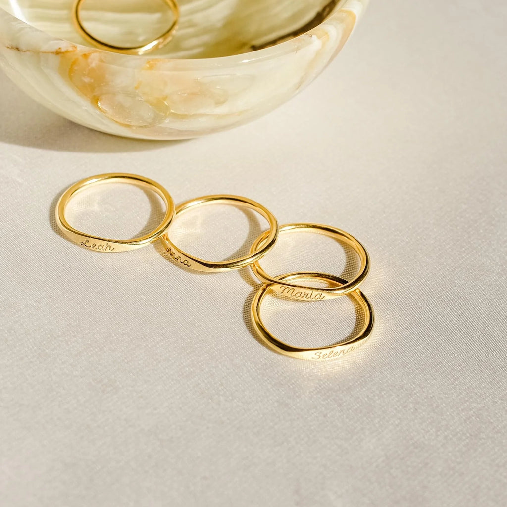 Ann Skinny Name Ring Silver 18K Gold Plated