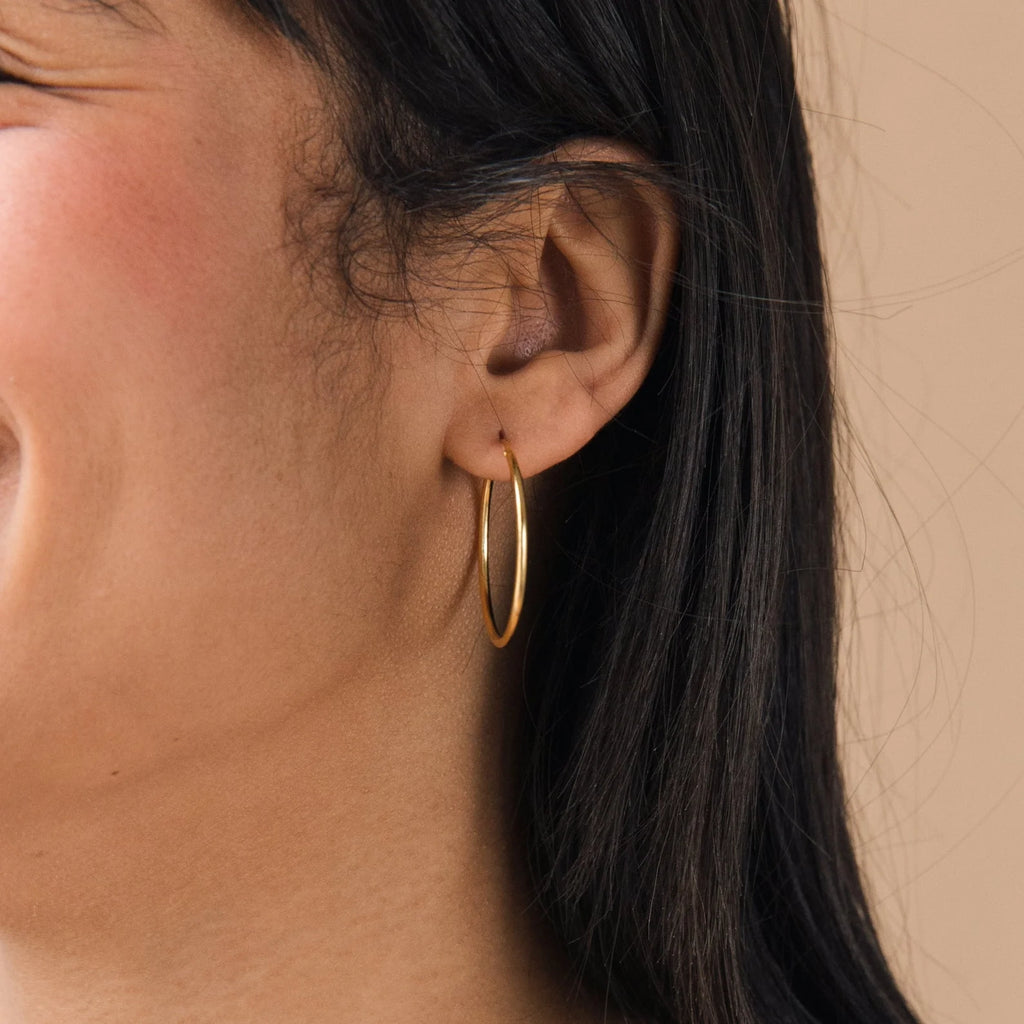 Large Thin Hoops Silver 18K Gold Plated