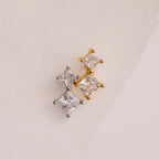 Diamond Drop Studs Silver 18K Gold Plated
