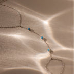 Turquoise Beads Hand Chain Bracelet Silver 18K Gold Plated