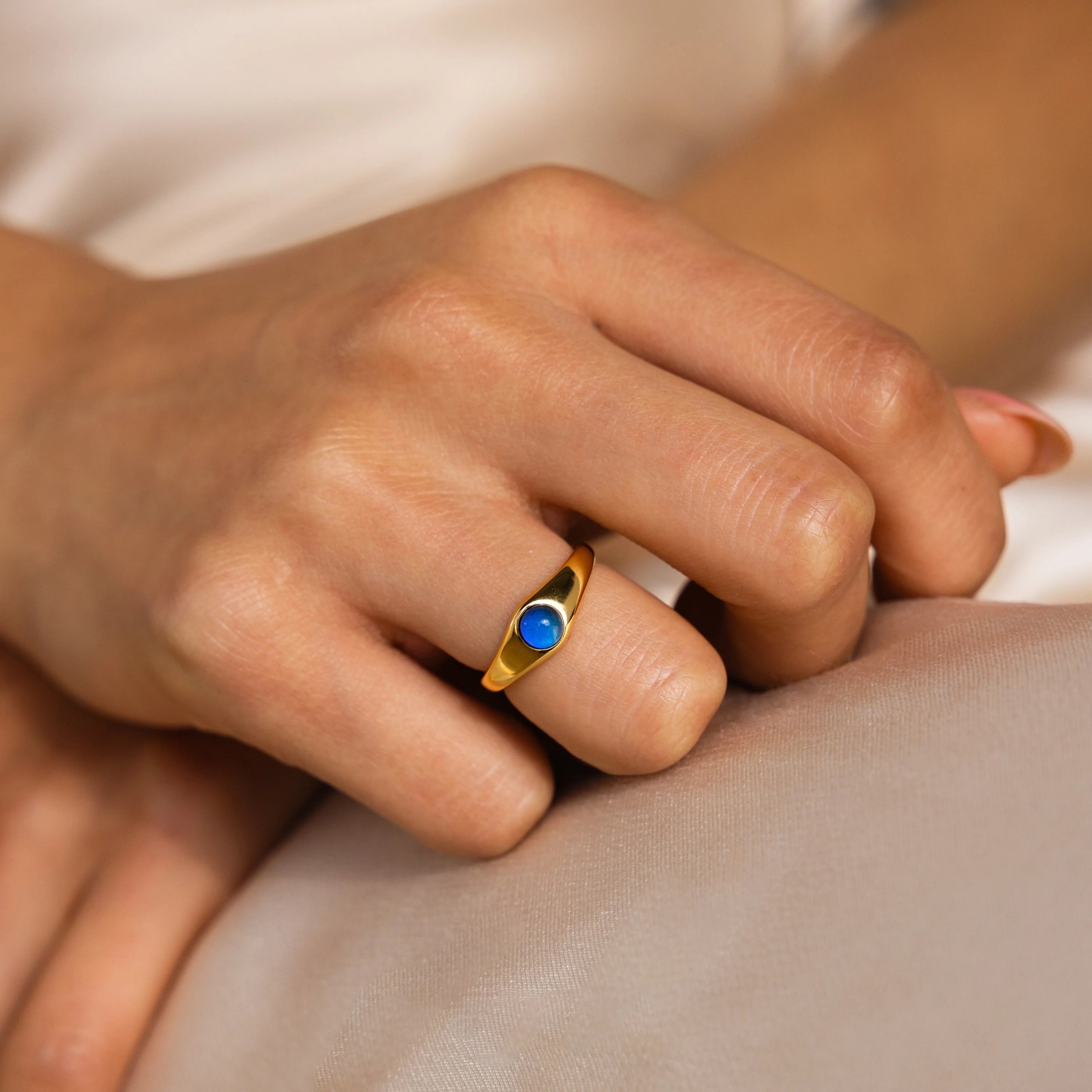 Mini Mood Ring Silver 18K Gold Plated