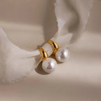 Dome Pearl Huggies Silver 18K Gold Plated