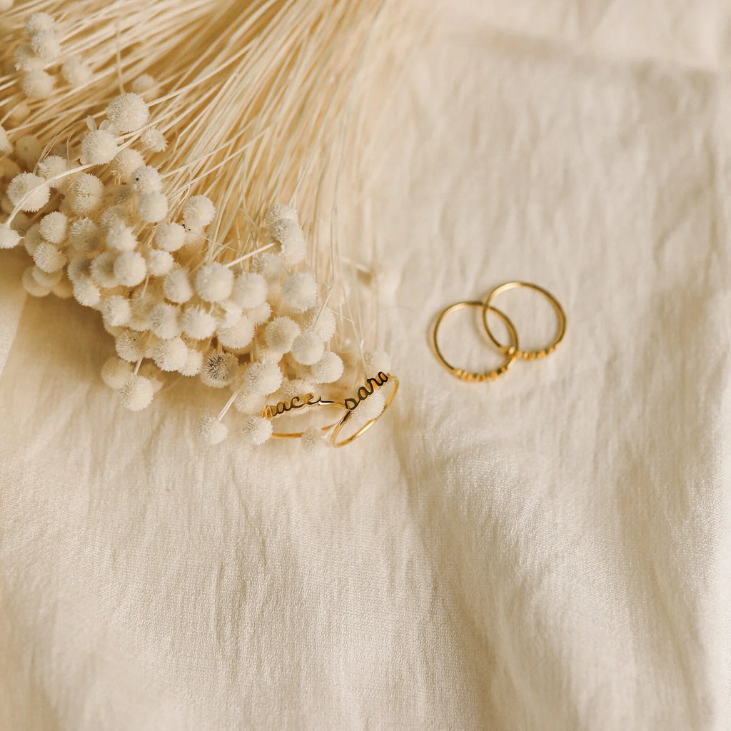 Petite Tiny Name Ring Silver 18K Gold Plated