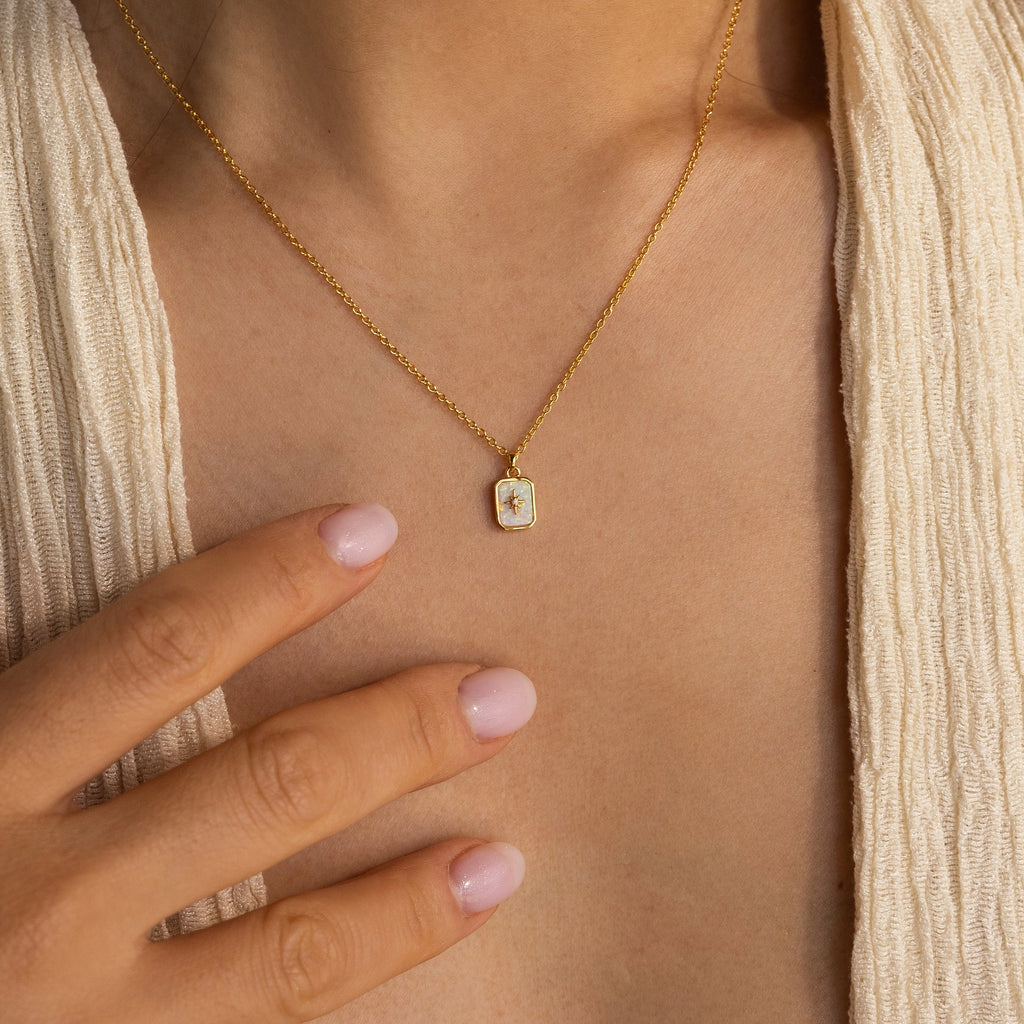 North Star Gemstone Necklace Silver 18K Gold Plated