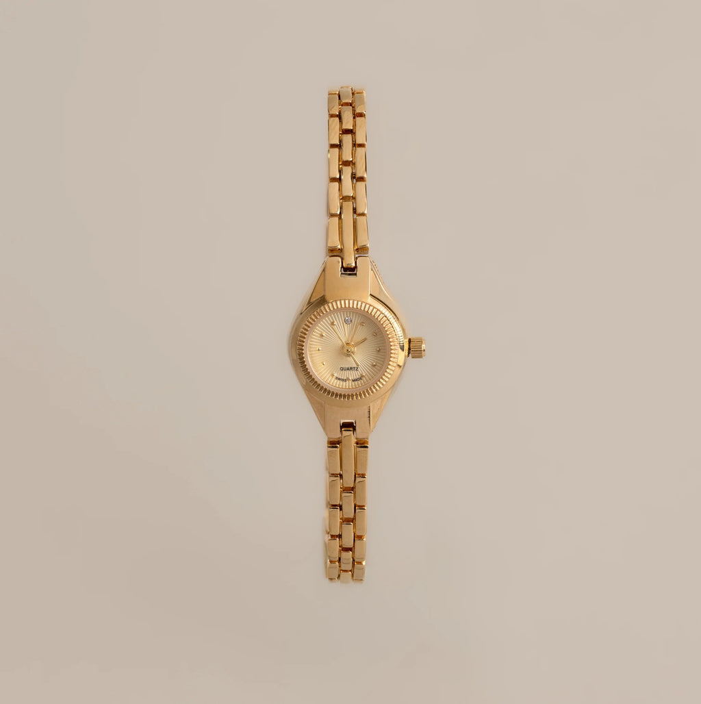 Petite Round Timepiece Silver 18K Gold Plated