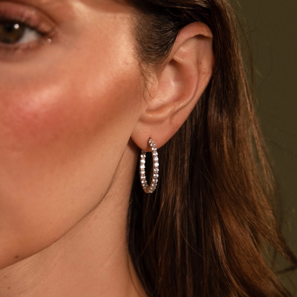 Diamond Inside Out Hoops Silver 18K Gold Plated