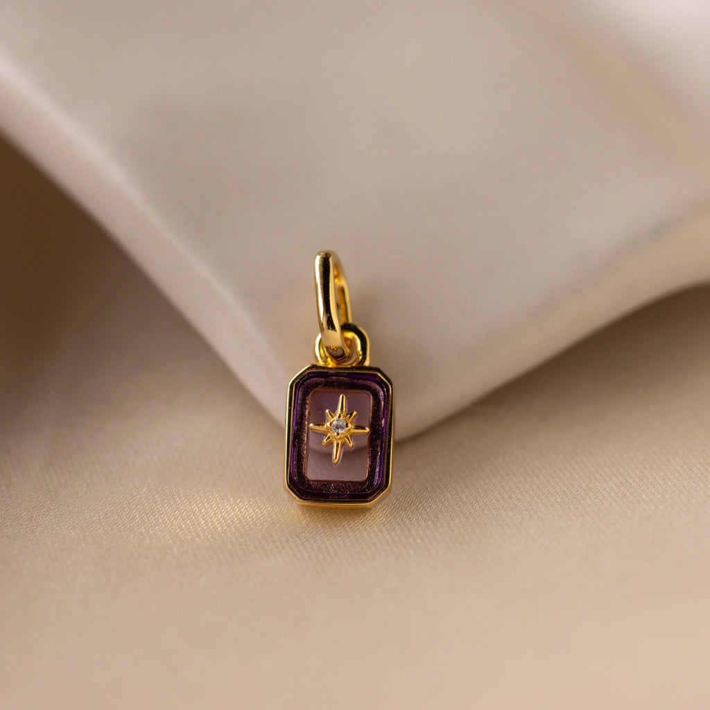 North Star Birthstone Charm Silver 18K Gold Plated
