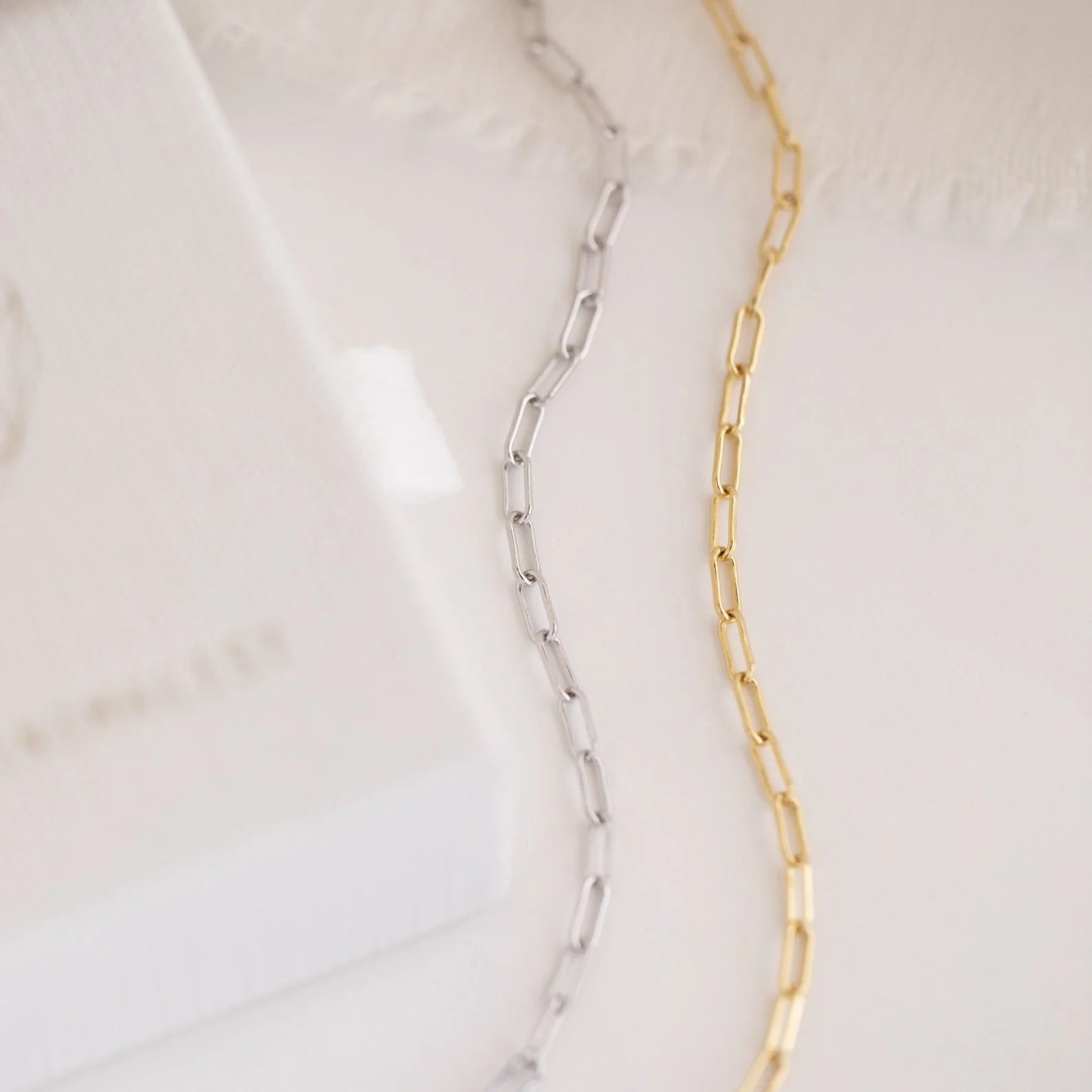 Paperclip Chain Bracelet Silver 18K Gold Plated