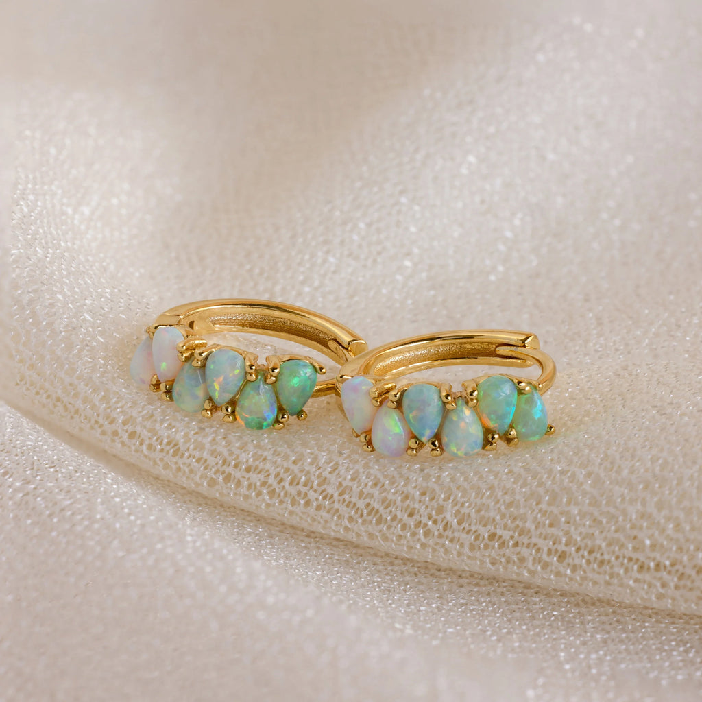Ombre Opal Huggies Silver 18K Gold Plated