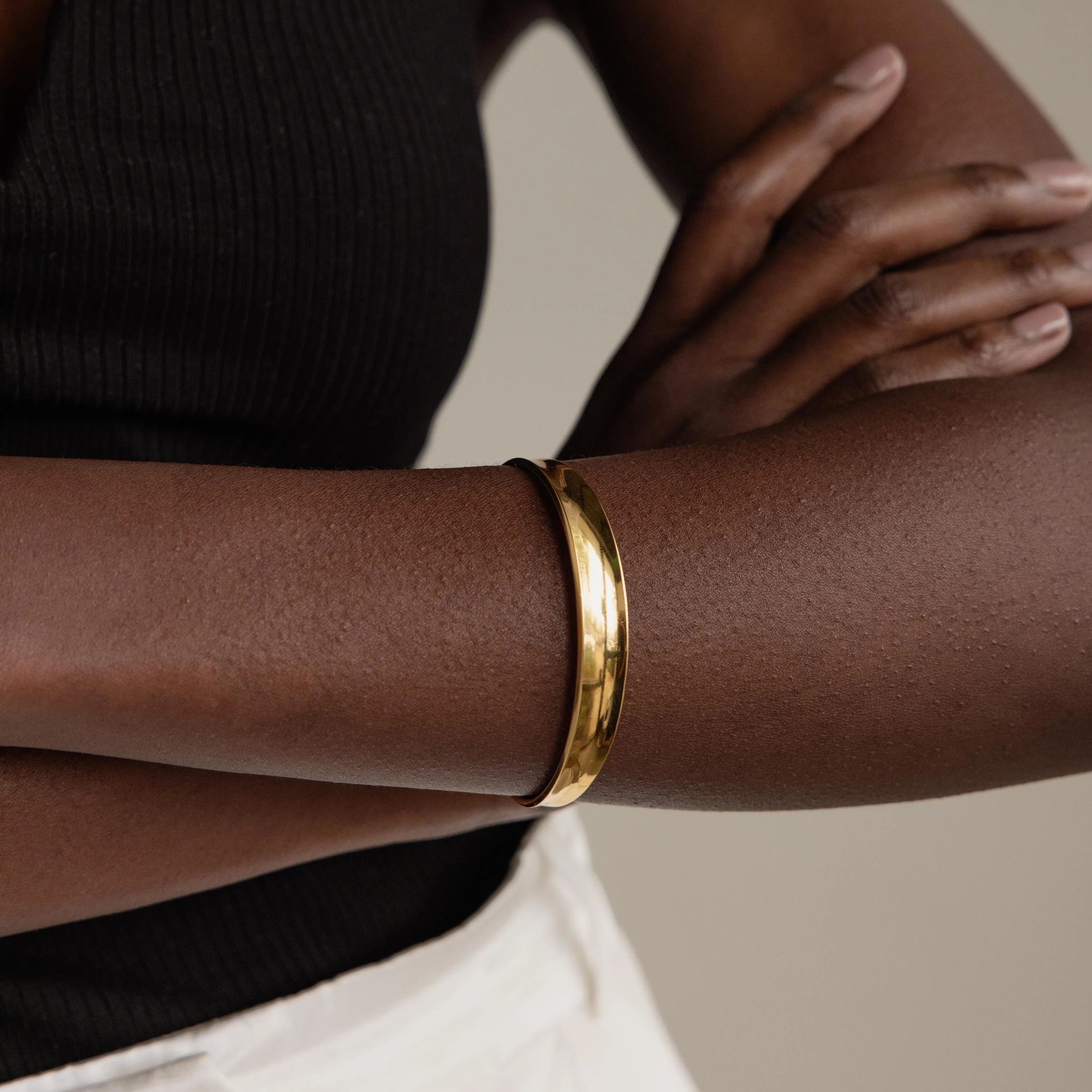 Dome Cuff Bracelet Silver 18K Gold Plated