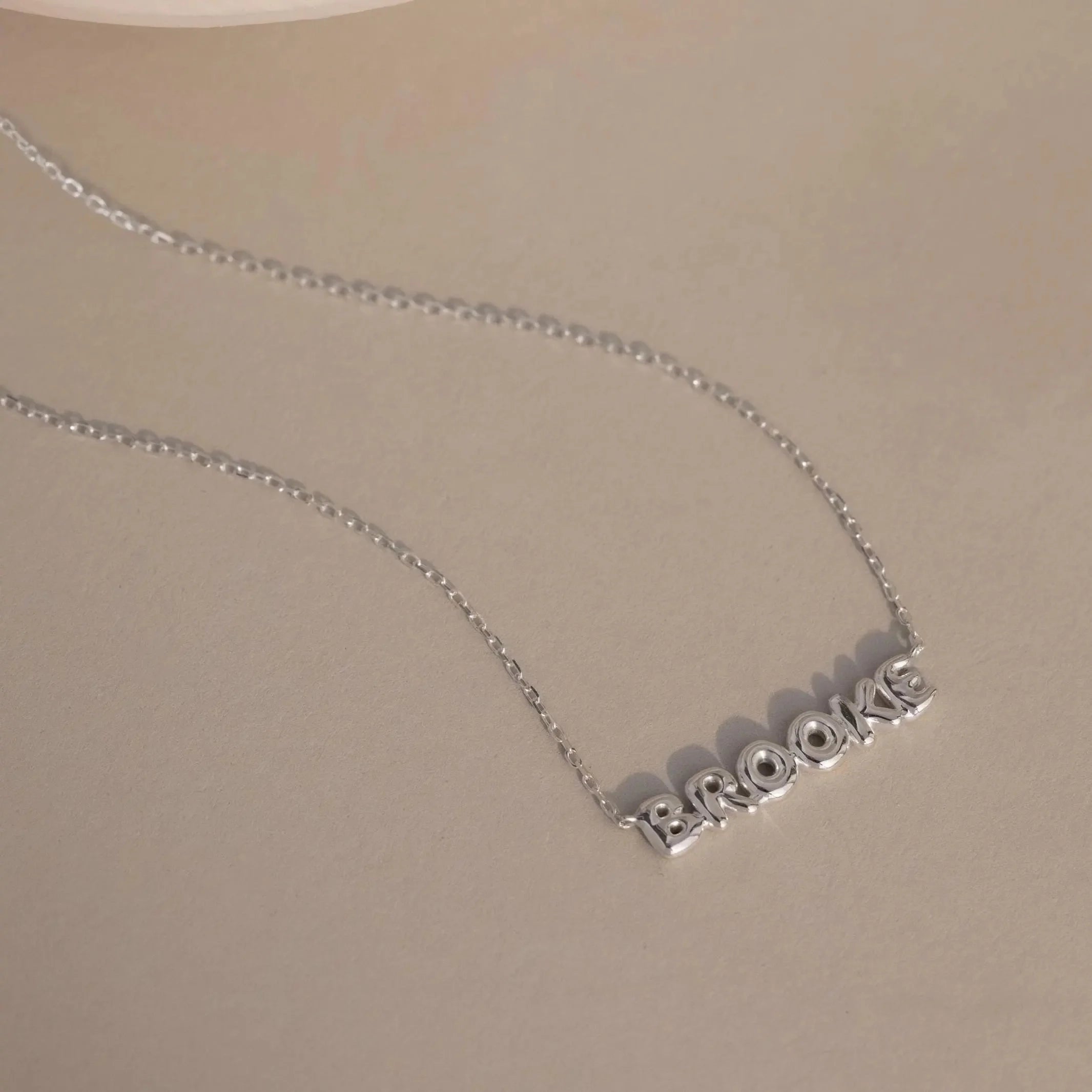 Tiny Bubble Name Necklace Silver 18K Gold Plated