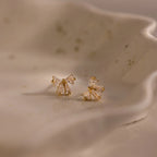 Diamond Bow Studs Silver 18K Gold Plated