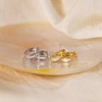 Mother of Pearl Inlay Huggies Silver 18K Gold Plated