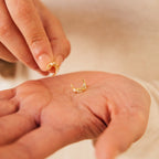Crescent Moon & Star Stud Silver 18K Gold Plated