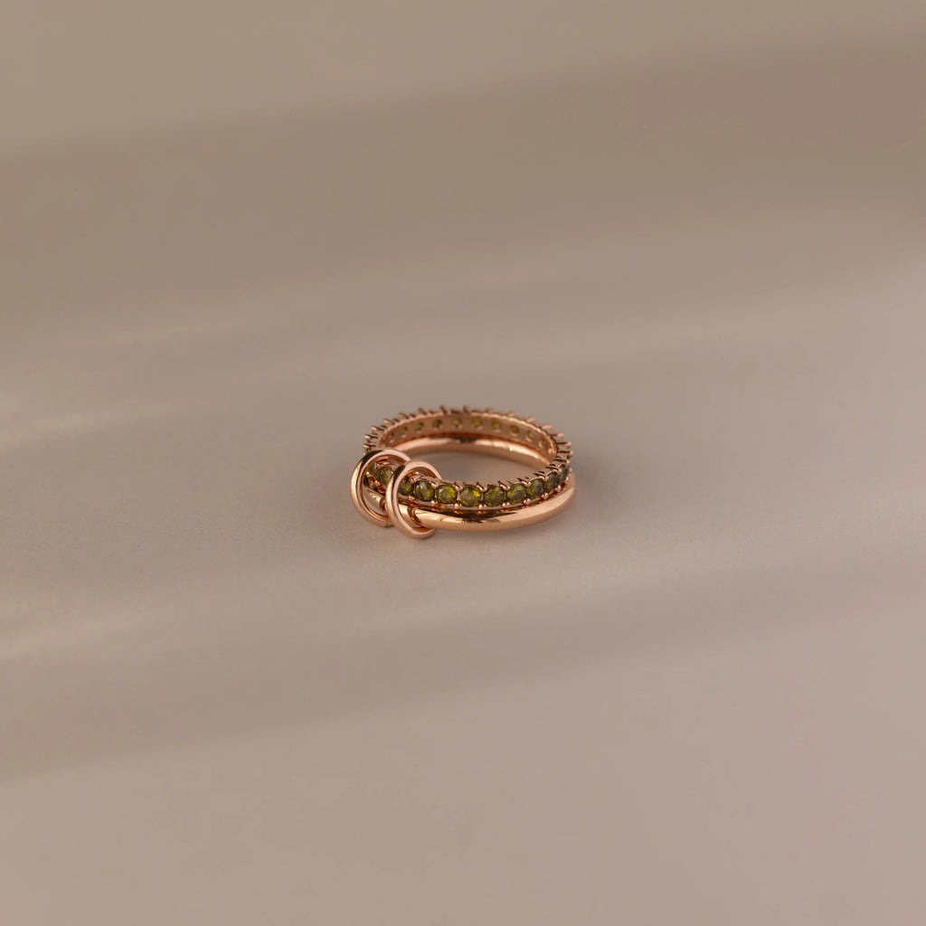 Duo Peridot Tennis Eternity Band Set Silver 18K Gold Plated