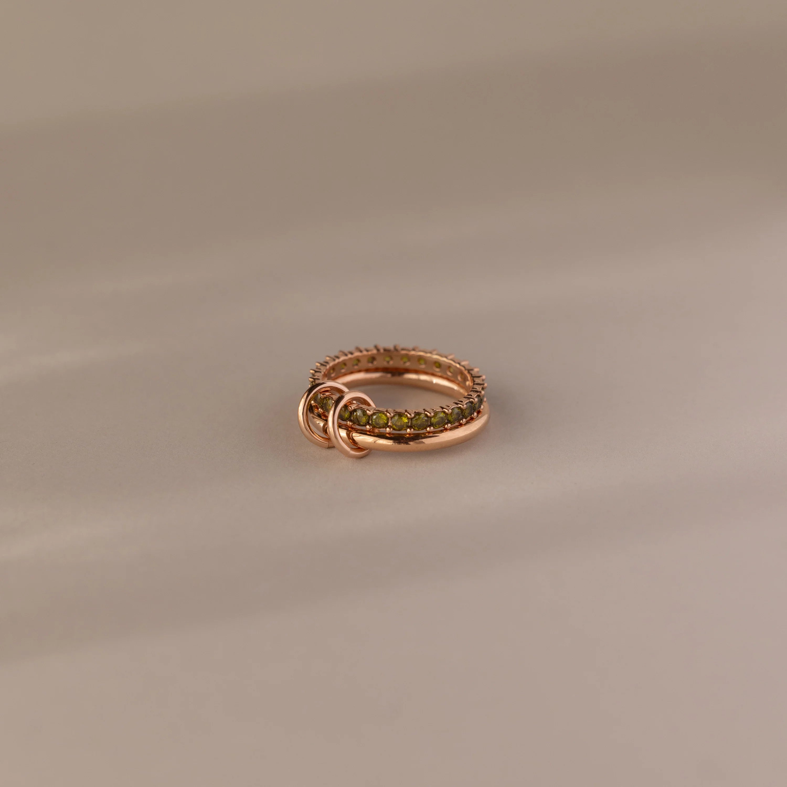 Duo Peridot Tennis Eternity Band Set Silver 18K Gold Plated