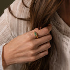 Marquise Jade Signet Ring Silver 18K Gold Plated