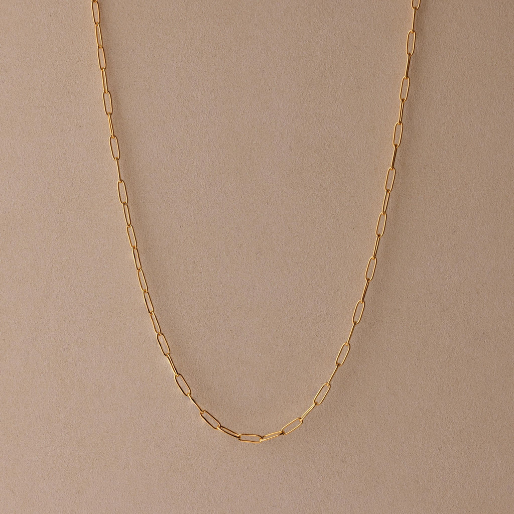 Paperclip Chain Necklace Silver 18K Gold Plated