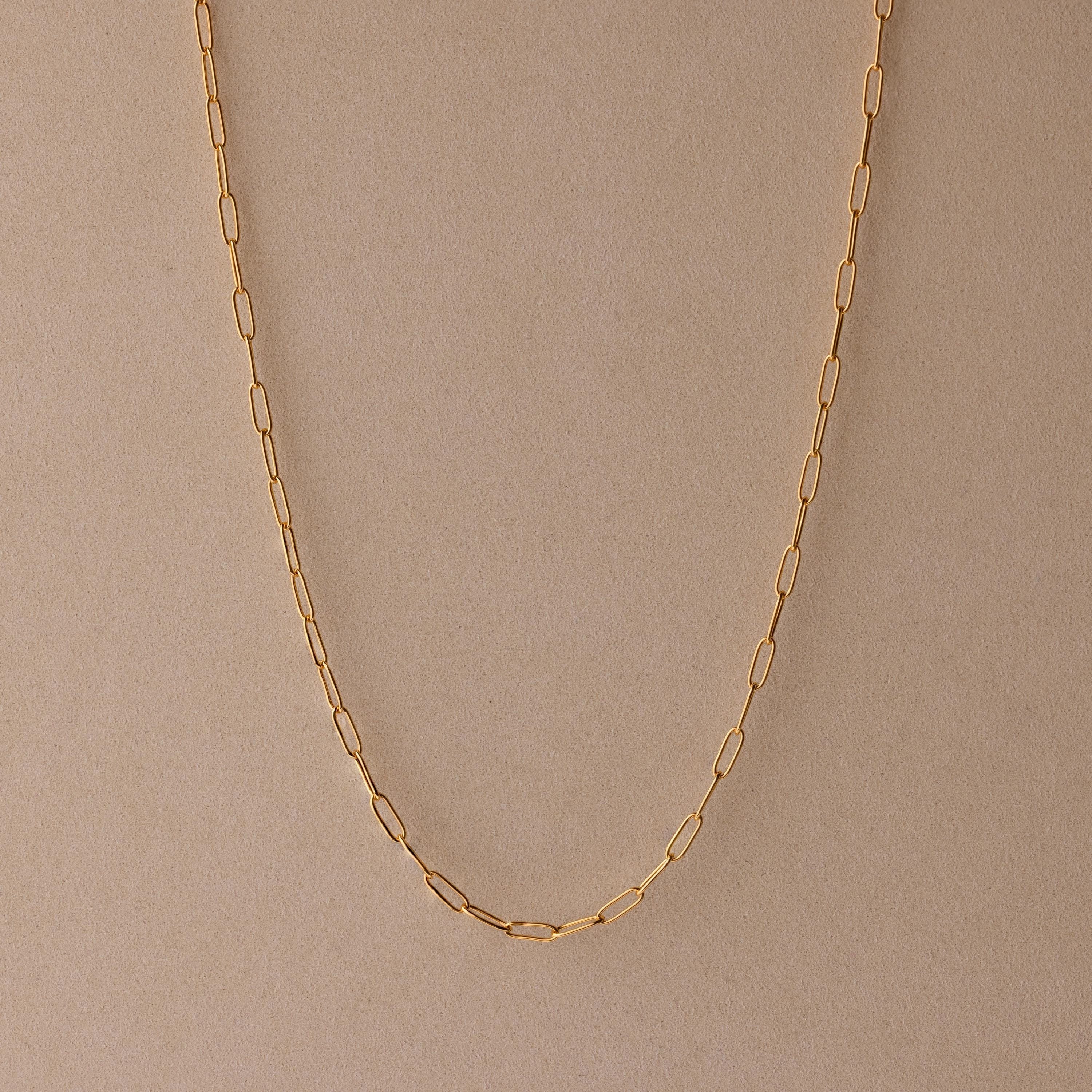 Paperclip Chain Necklace Silver 18K Gold Plated