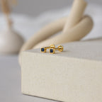 Birthstone Square Bezel Flatback Studs Silver 18K Gold Plated