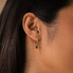 Pave Birthstone Drop Huggies Silver 18K Gold Plated